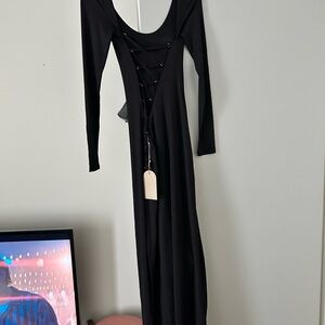 Meshki Black Long Sleeve Sheath Dress